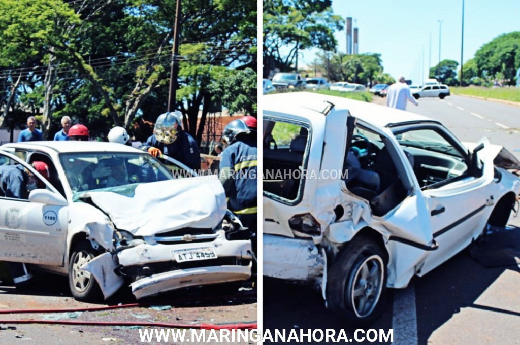 foto de Motorista invade pista e bate de frente com carro que transportava funcionários do SAMU em Maringá