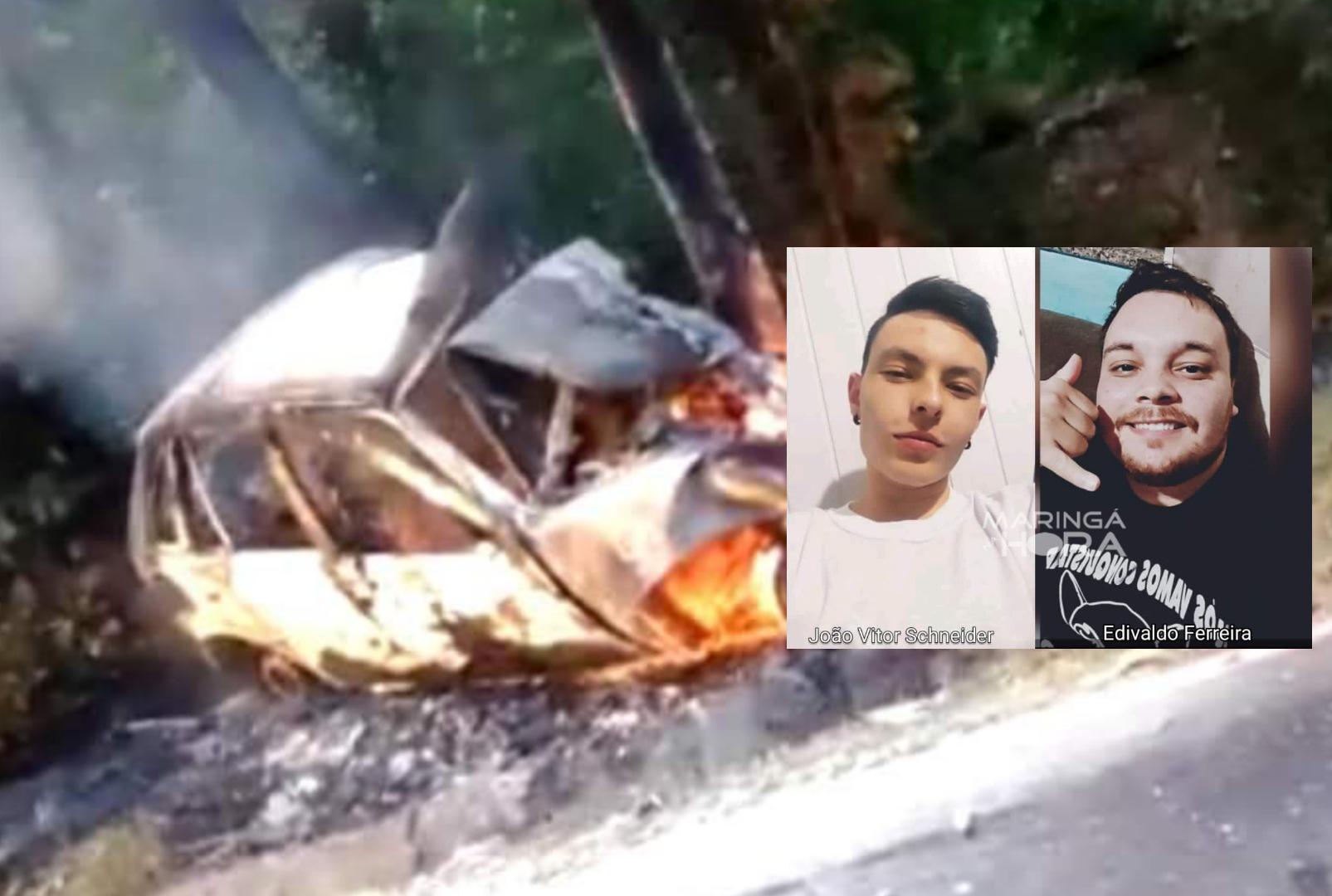 foto de Jovens morrem carbonizados dentro de carro em acidente violento no Paraná