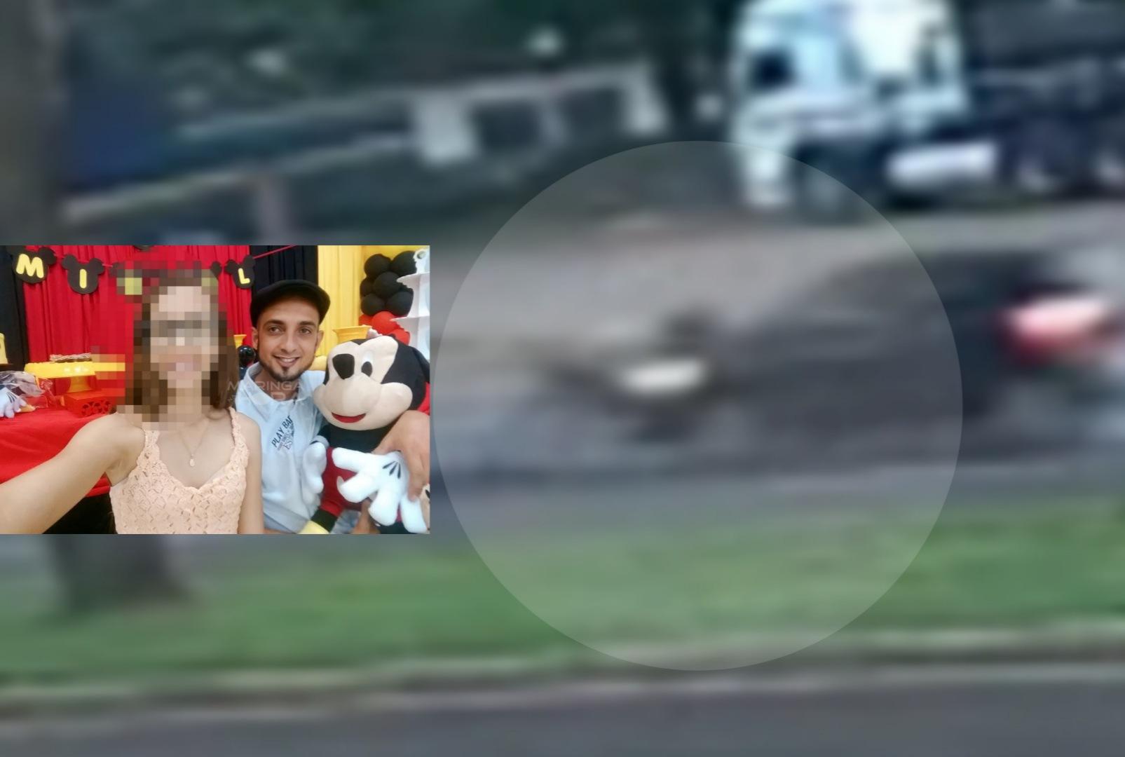 foto de Vídeo mostra momento em que carro arrasta moto e as vítimas por metros em acidente que pai acabou morrendo e filha se feriu em Maringá