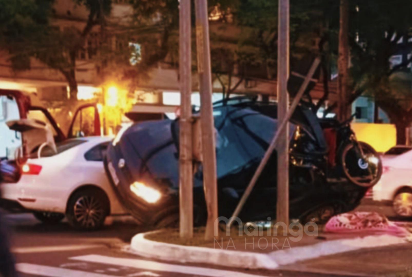 foto de Vídeo mostra momento exato de colisão entre dois veículos no centro de Maringá