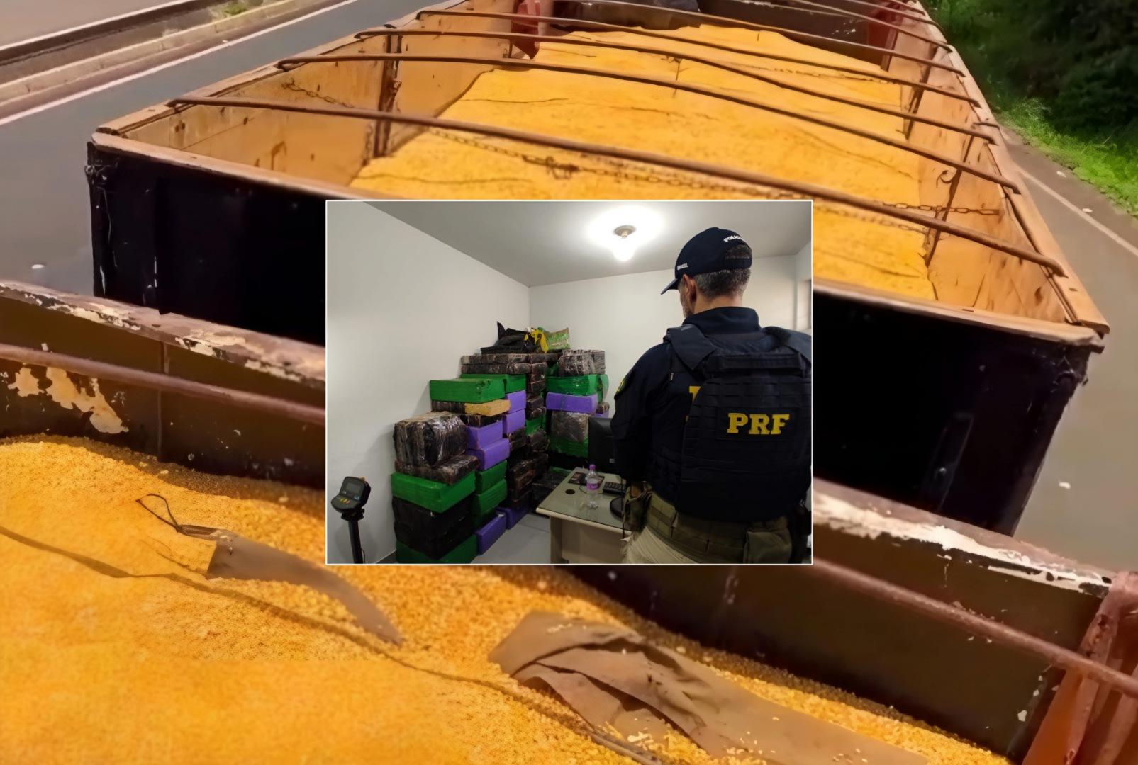 foto de PRF apreendeu 1.738 quilos de maconha que eram transportados em bitrem na BR-376