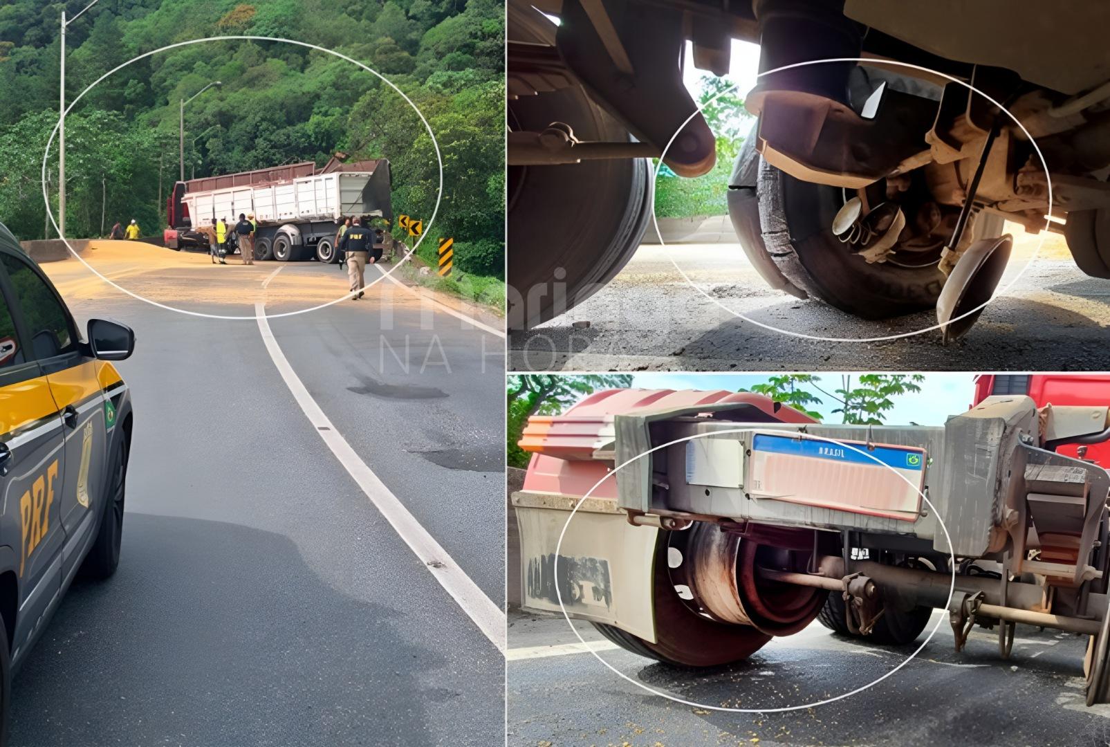 foto de Carreta com freio adulterado tomba na BR-376 e interdita trânsito por quase três horas