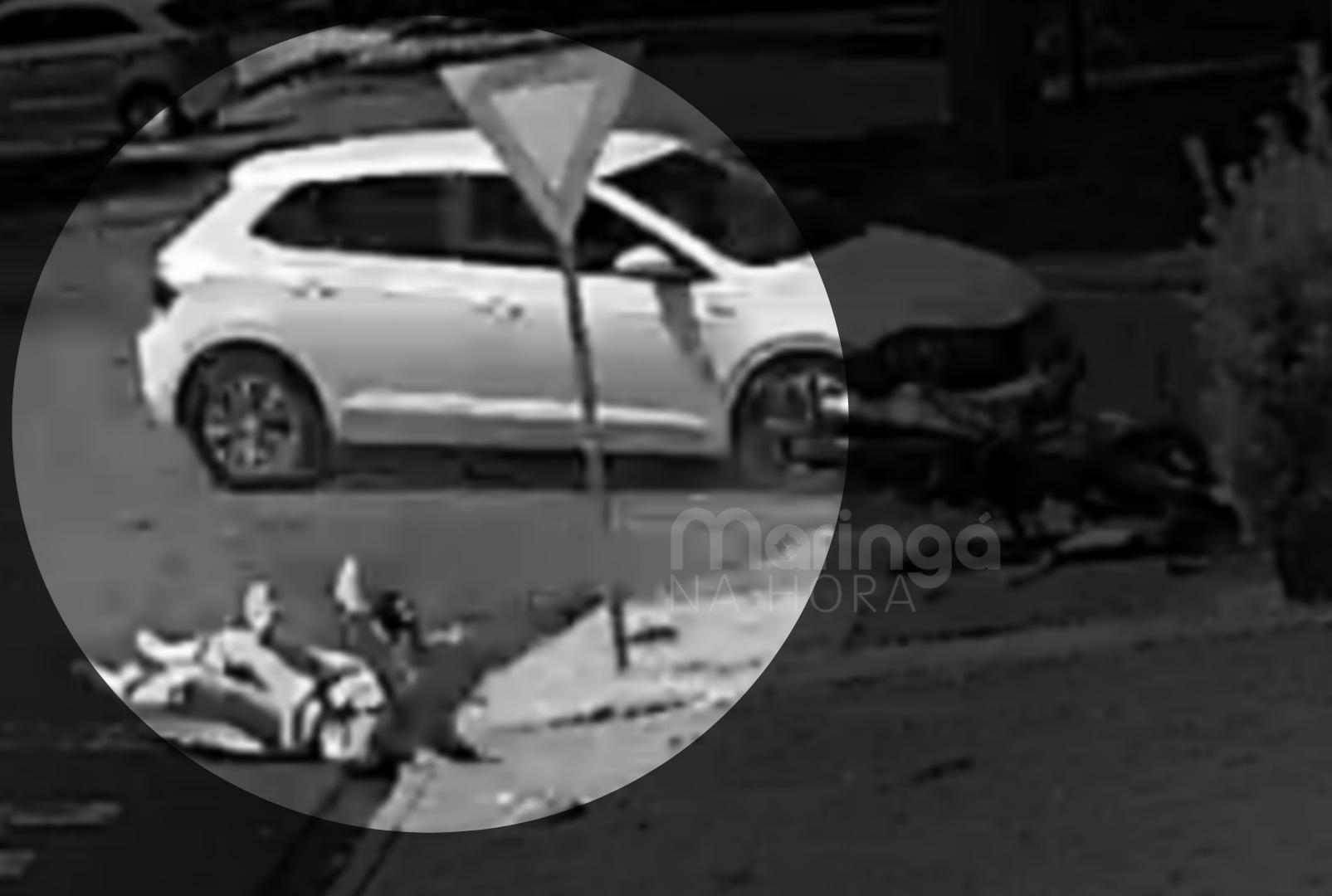 foto de Vídeo mostra momento em que motociclista invade preferencial e sofre acidente impressionante