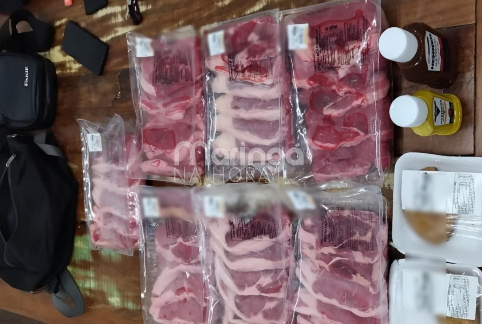 foto de Imagens mostram furto de bandejas de carne em supermercado de Maringá
