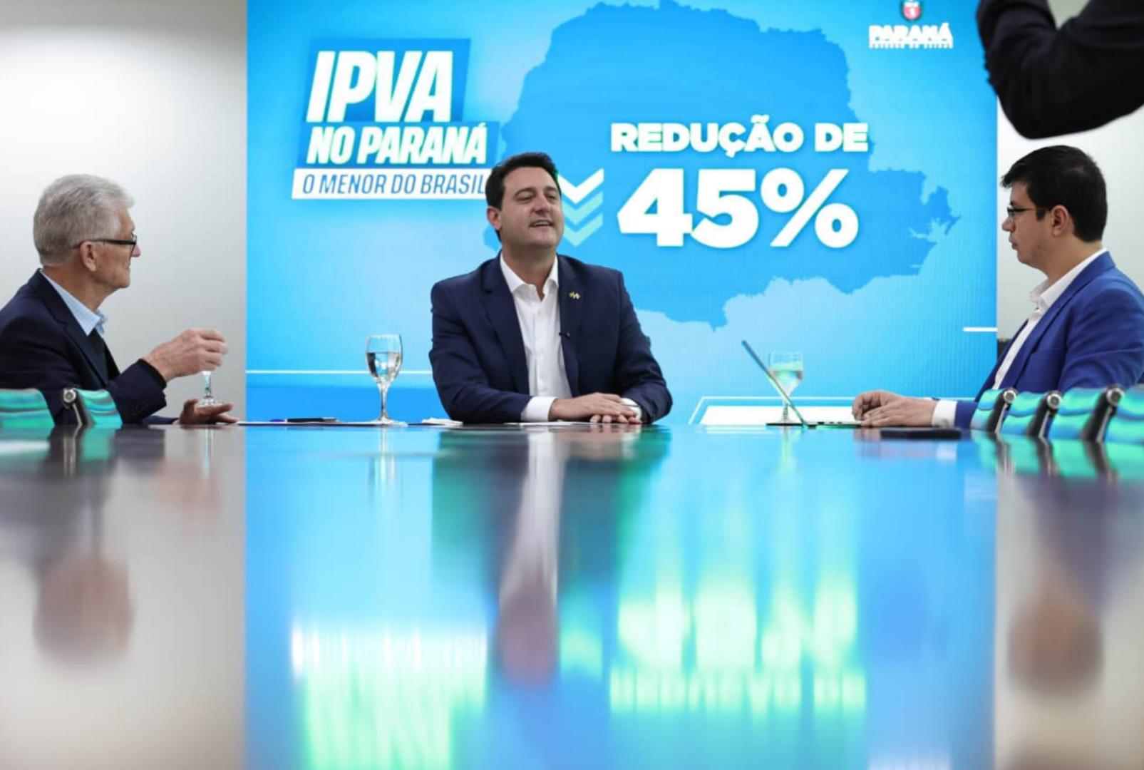 foto de Paraná terá o menor IPVA do Brasil a partir de 2026, anuncia Ratinho Junior