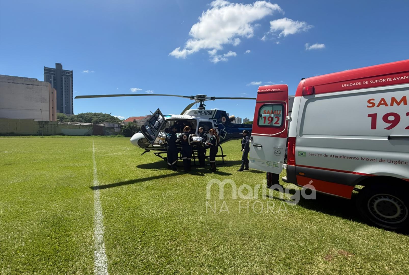 foto de Ferimento grave no órgão genital mobiliza helicóptero para transferência a hospital de Maringá