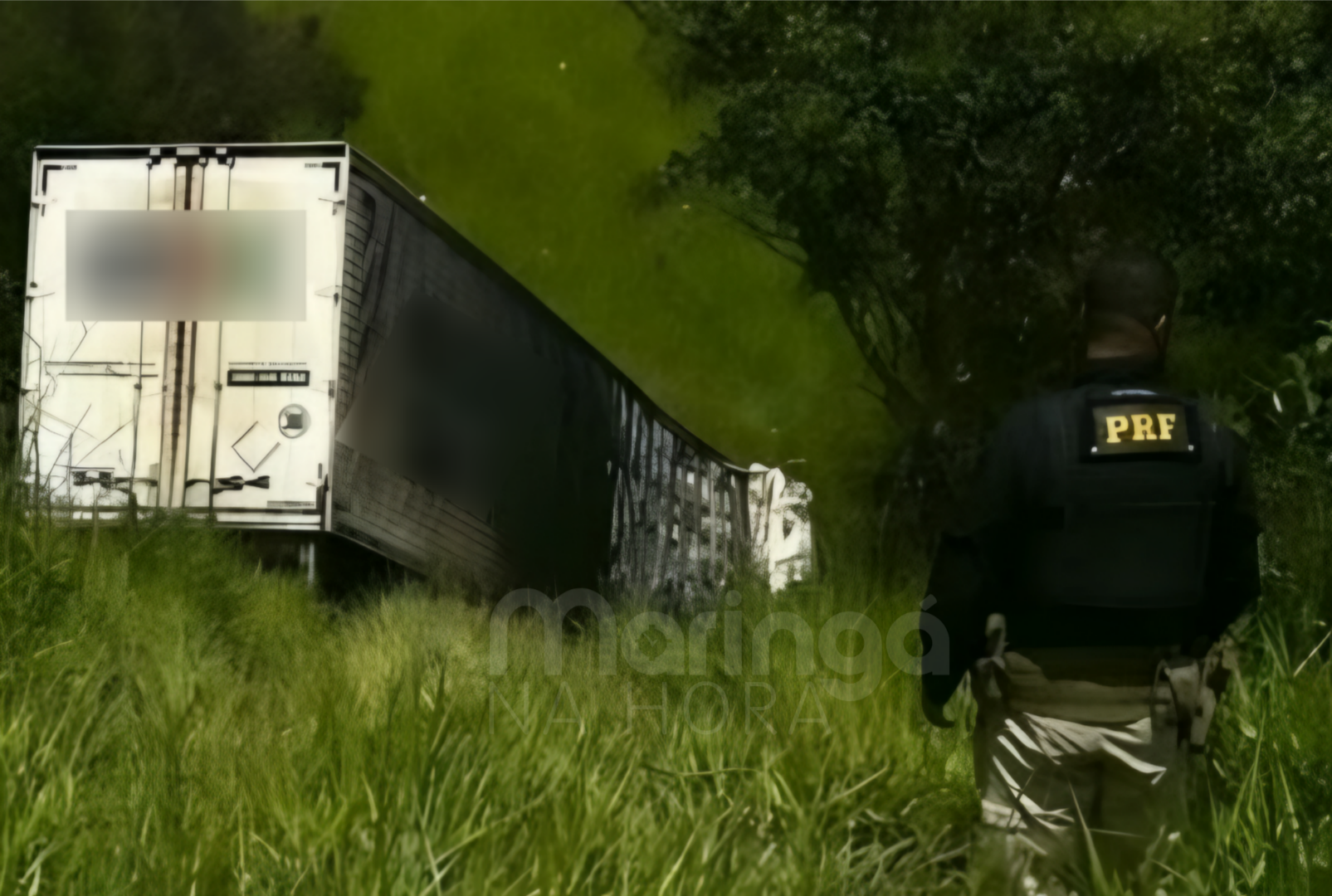 foto de Caminhão sai da pista, pega fogo e condutor morre na BR-376