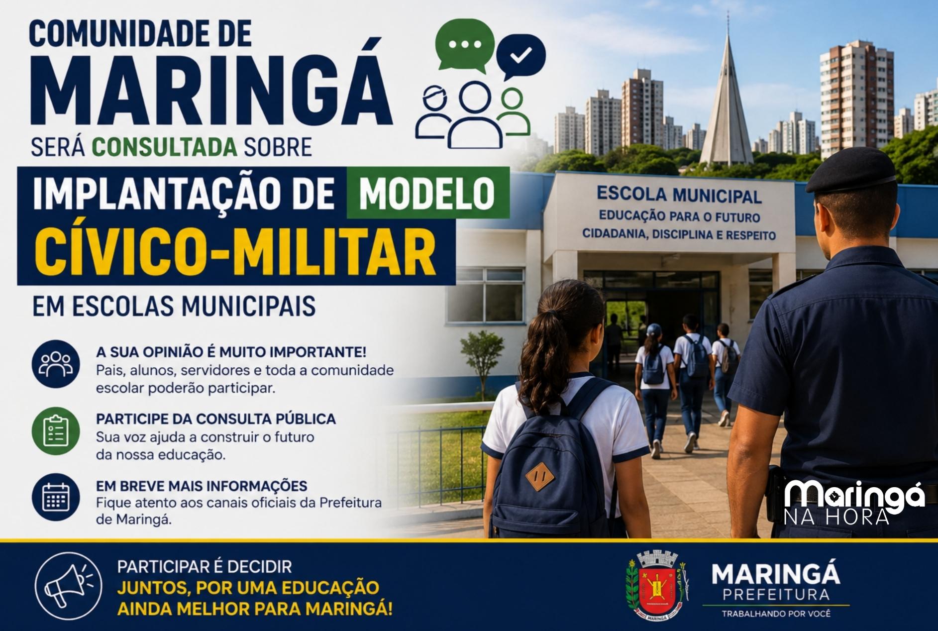 Comunidade de Maringá será consultada sobre implantação de modelo cívico-militar em escolas municipais