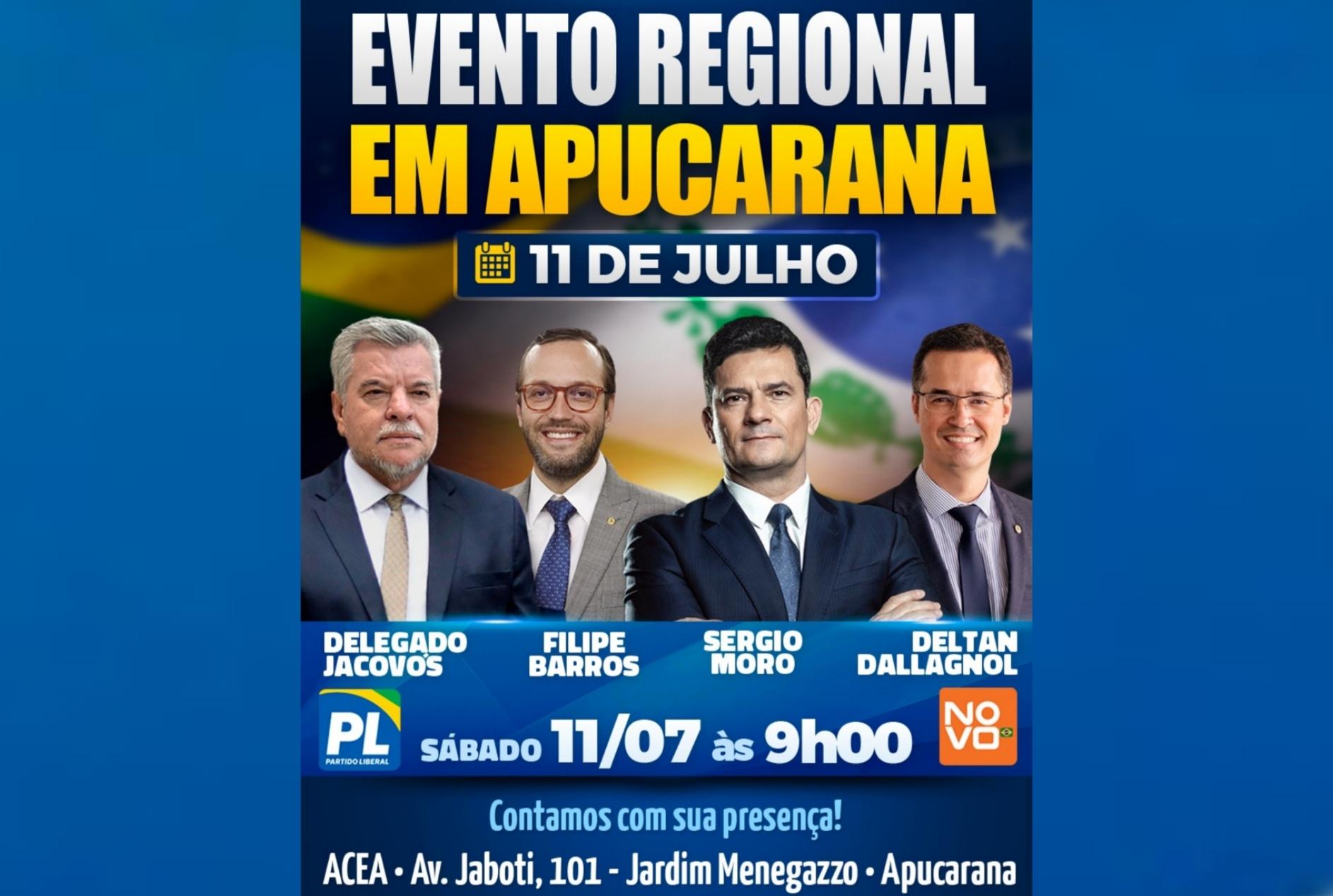Evento reúne Moro, Dallagnol e lideranças em Apucarana; veja como se inscrever