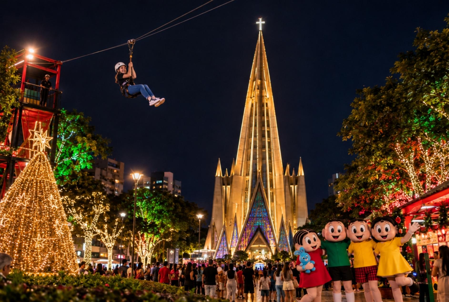 Maringá Encantada 2026 terá tirolesa na Praça da Catedral e atrações inéditas