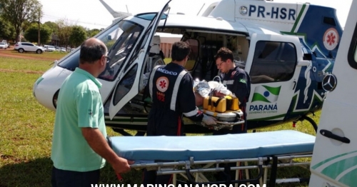 Um homem precisou ser socorrido de helicóptero após cair de telhado de 6 metros em Mandaguaçu