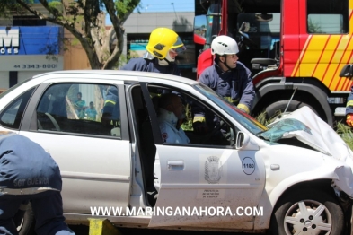 foto de Motorista invade pista e bate de frente com carro que transportava funcionários do SAMU em Maringá