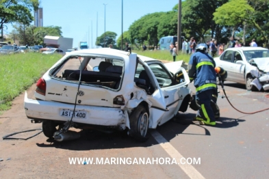 foto de Motorista invade pista e bate de frente com carro que transportava funcionários do SAMU em Maringá