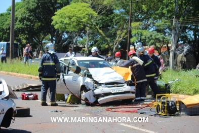 foto de Motorista invade pista e bate de frente com carro que transportava funcionários do SAMU em Maringá