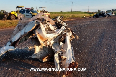foto de Motorista invade pista contrária e atinge lateral de caminhão entre Maringá e Iguaraçu