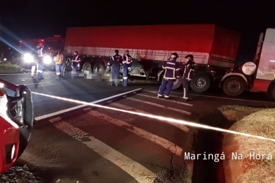foto de Duas pessoas morrem em acidente entre moto e carreta na BR-376
