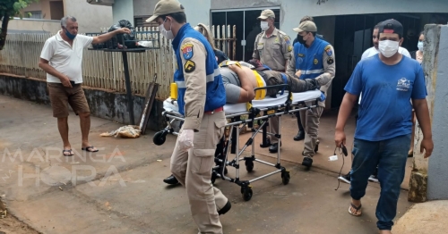Homem precisa ser socorrido após levar choque e sofrer queda em Paiçandu