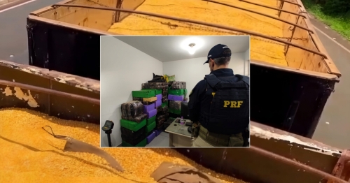 PRF apreendeu 1.738 quilos de maconha que eram transportados em bitrem na BR-376