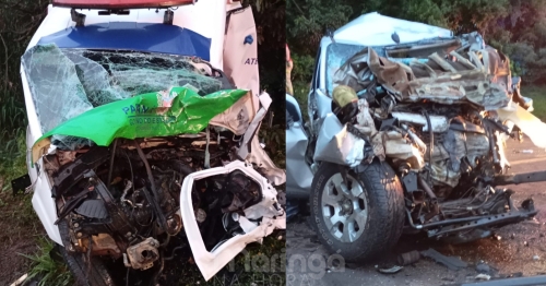 Colisão frontal entre ambulância e caminhonete resulta em duas mortes