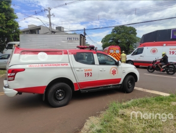 foto de Criança e mulher são socorridas após acidente envolvendo carro e caminhão em Maringá