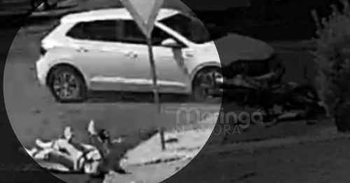 Vídeo mostra momento em que motociclista invade preferencial e sofre acidente impressionante