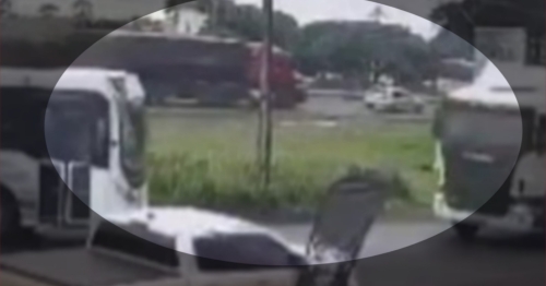Vídeo mostra momento de acidente entre ônibus e carreta deixa feridos em Maringá