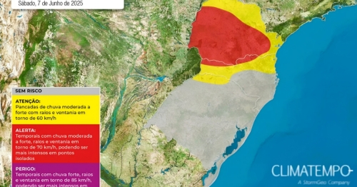 Ventos de até 70 km/h podem atingir o Paraná neste sábado (7)