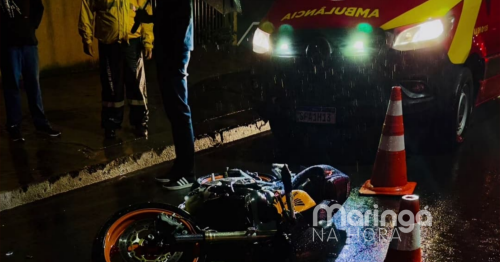 Motociclista fica gravemente ferido após colidir com carro estacionado em Maringá