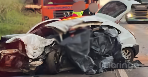 Colisão frontal entre carro e bitrem deixa dois mortos na BR-376