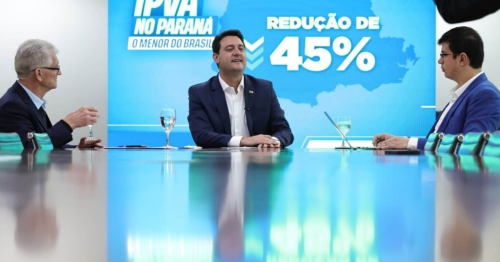 Paraná terá o menor IPVA do Brasil a partir de 2026, anuncia Ratinho Junior