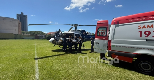 Ferimento grave no órgão genital mobiliza helicóptero para transferência a hospital de Maringá
