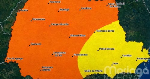 Alerta laranja para o Paraná neste sábado; ventos podem chegar a 100 km/h, confira as cidades